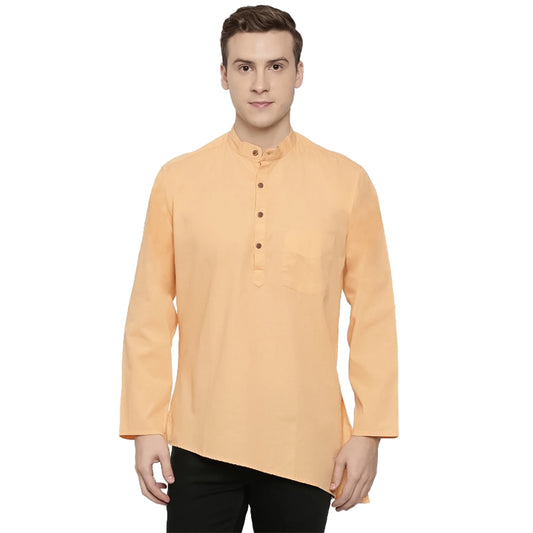Regal Men's Cotton Casual Short Cross Kurta Shirt (Material: Cotton, (Color:Orange)