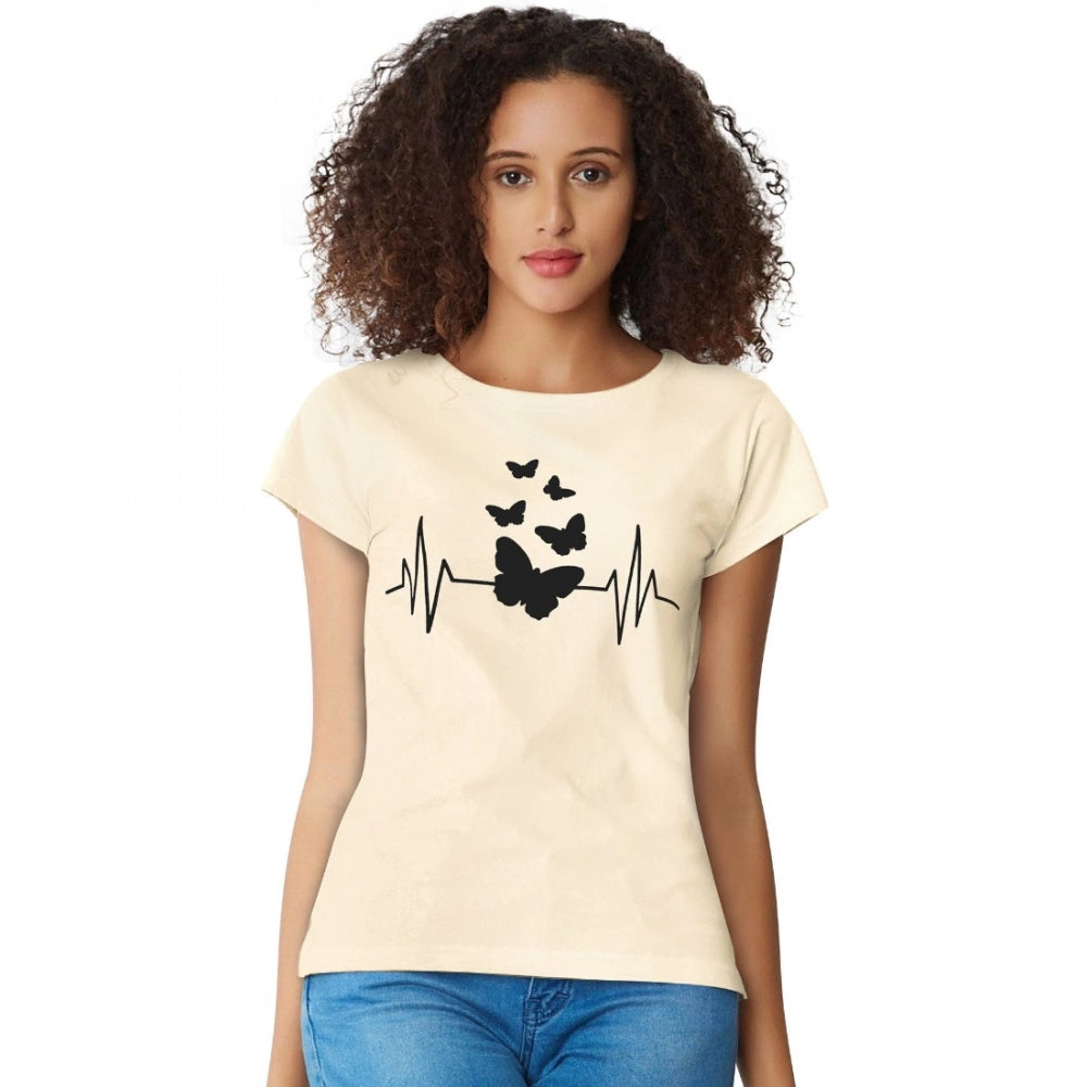 Opulent Women's Cotton Western Wear T Shirt (Cream)