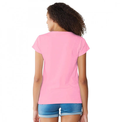 Enchanting Women's Cotton Western Wear T Shirt (Pink)