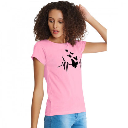 Enchanting Women's Cotton Western Wear T Shirt (Pink)