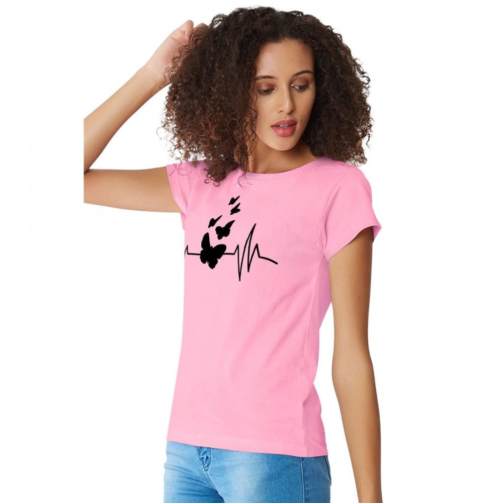 Enchanting Women's Cotton Western Wear T Shirt (Pink)