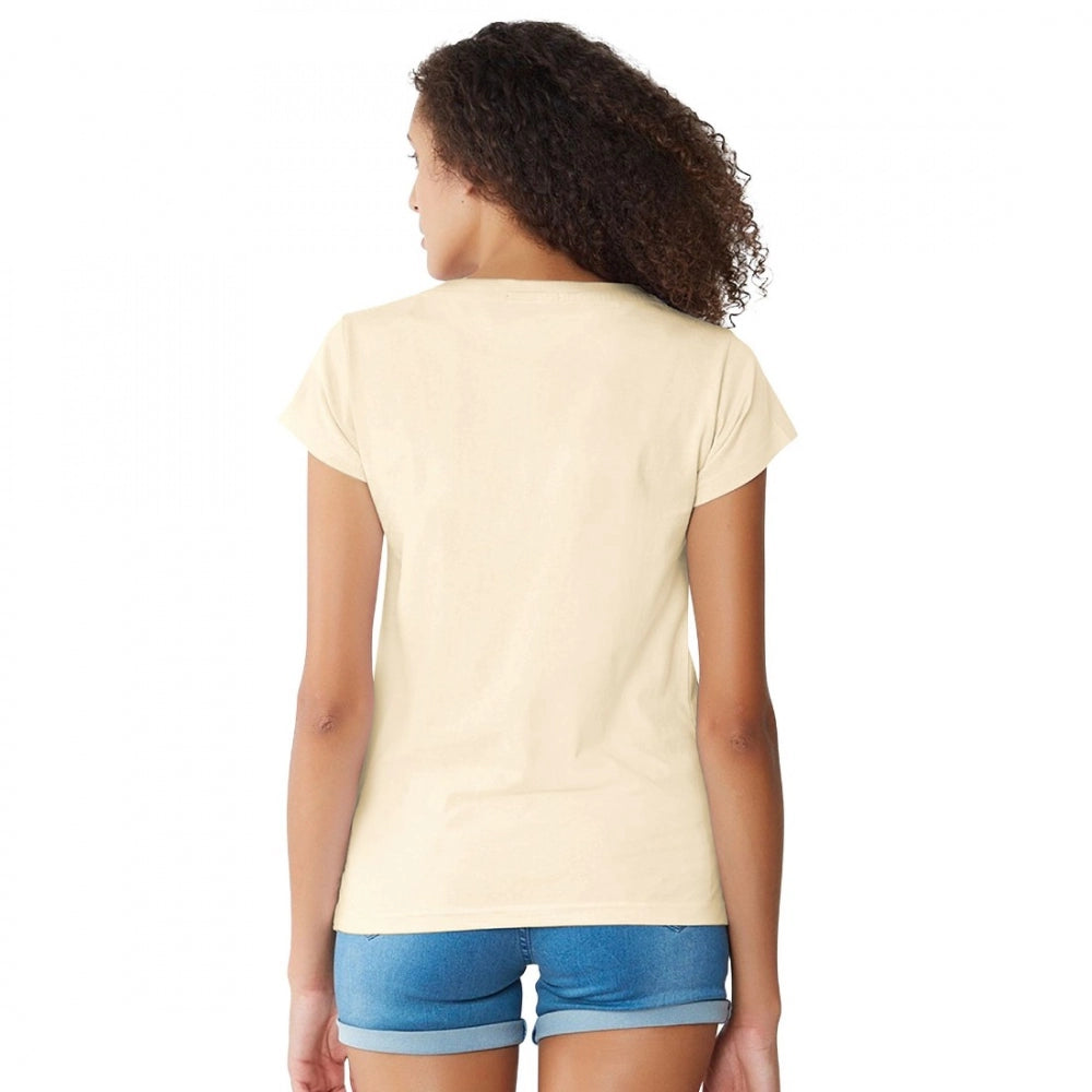 Opulent Women's Cotton Western Wear T Shirt (Cream)