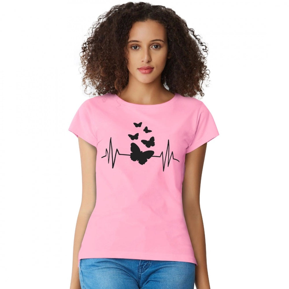 Enchanting Women's Cotton Western Wear T Shirt (Pink)