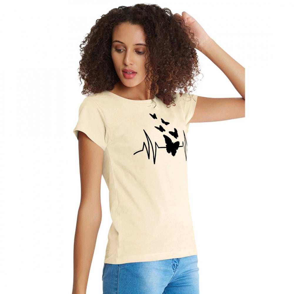 Opulent Women's Cotton Western Wear T Shirt (Cream)