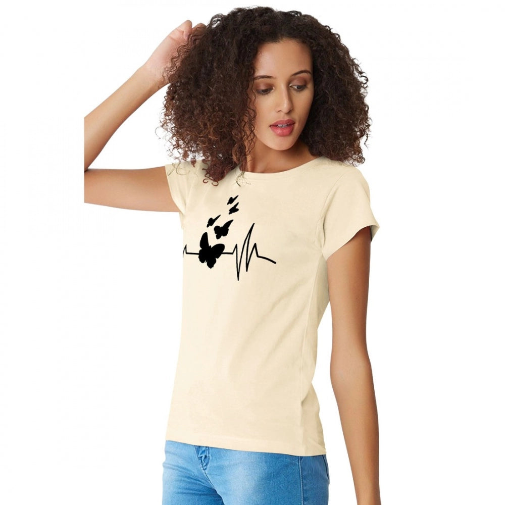 Opulent Women's Cotton Western Wear T Shirt (Cream)