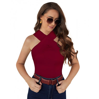 Alluring Women's Western Wear Hosiery T Shirts (Maroon)