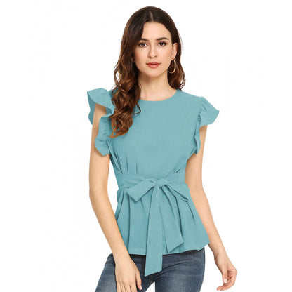 Glamorous Women's Western Wear Hosiery T Shirts (Light Blue)