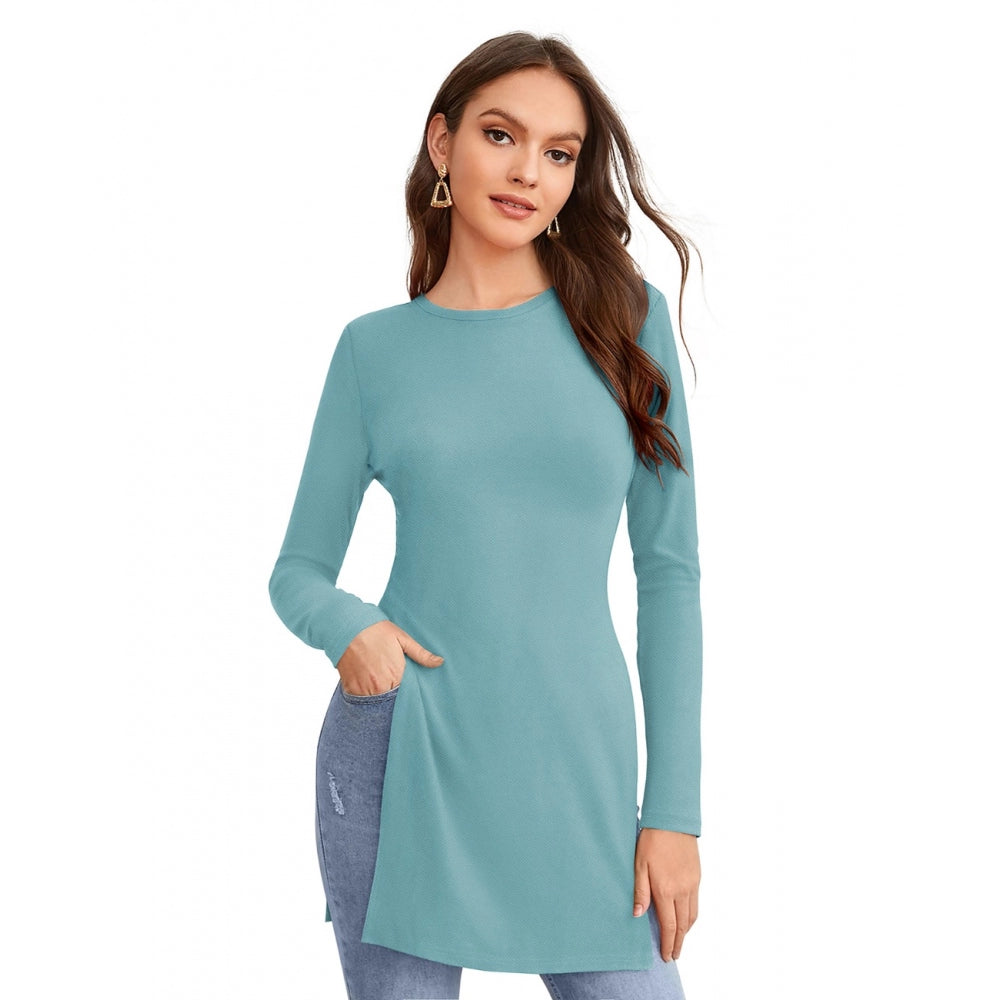 Edgy Women's Western Wear Hosiery T Shirts (Light Blue)