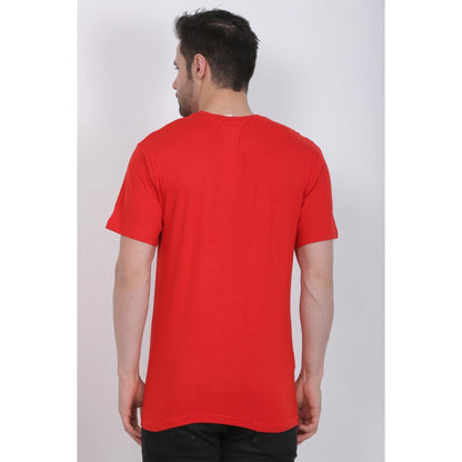 Generic Men's Cotton Jersey Round Neck Printed Tshirt (Red)