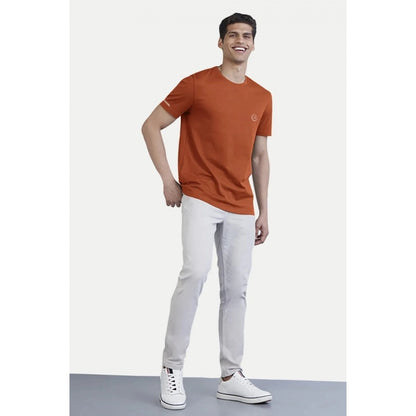 Generic Men's��Casual Half sleeve Solid��Polyester Crew Neck T-shirt (Rust)