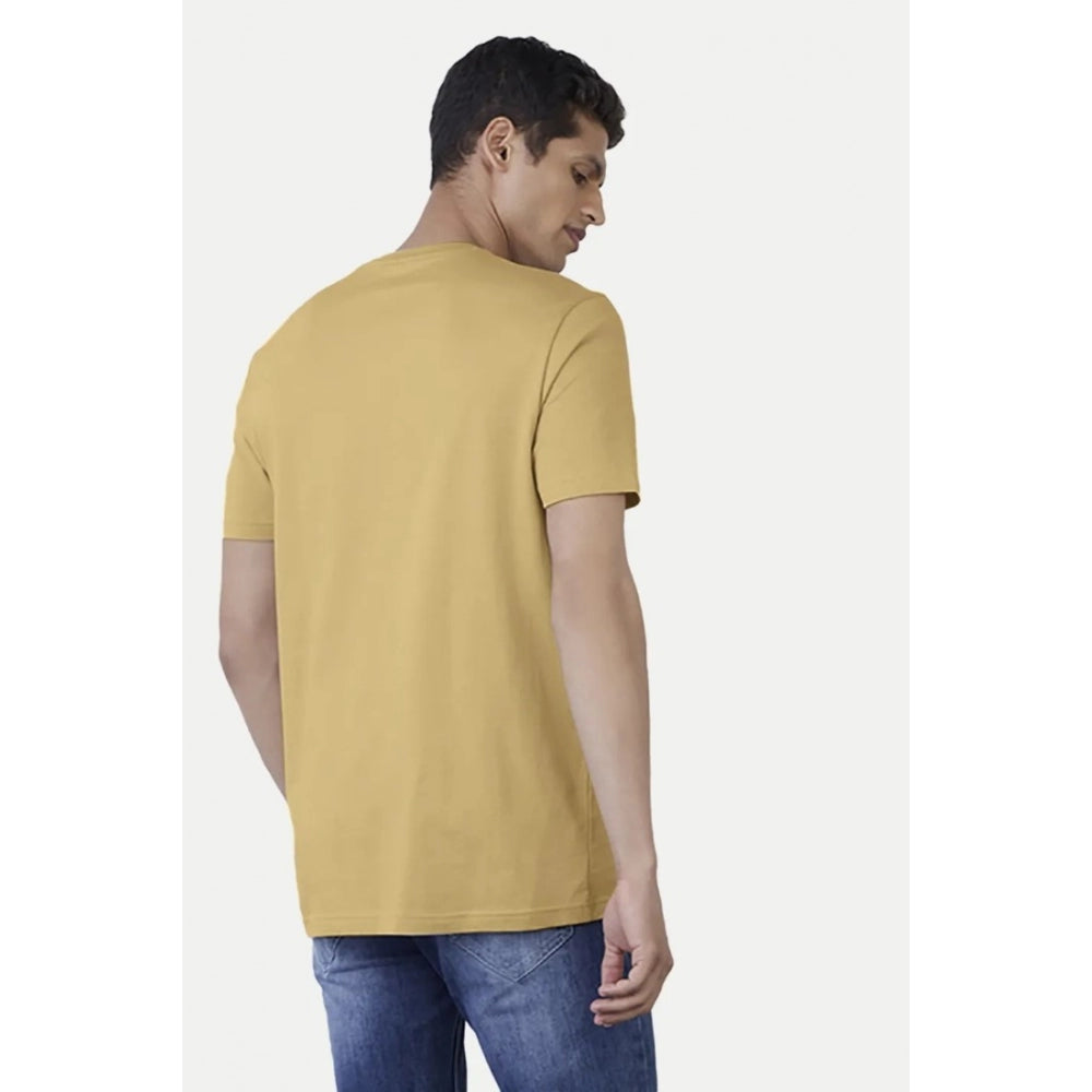 Generic Men's��Casual Half sleeve Solid��Polyester Crew Neck T-shirt (Sand)