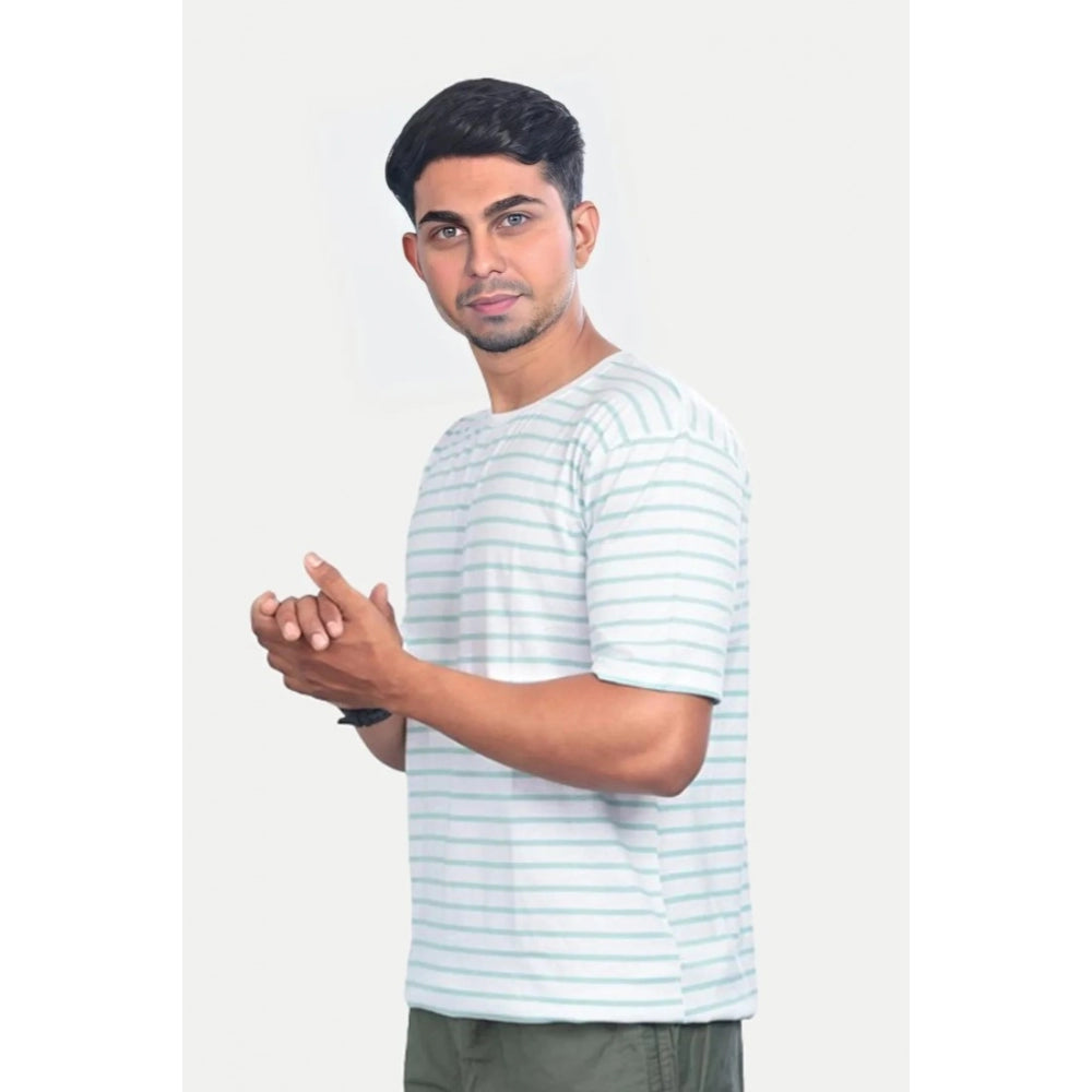 Generic Men's��Casual Half sleeve Stripped Cotton Crew Neck T-shirt (Green)