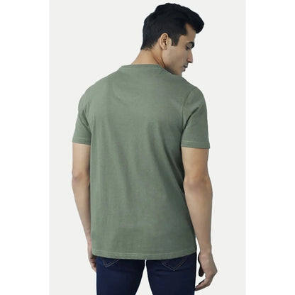 Generic Men's��Casual Half sleeve Solid��Cotton V Neck T-shirt (Green)