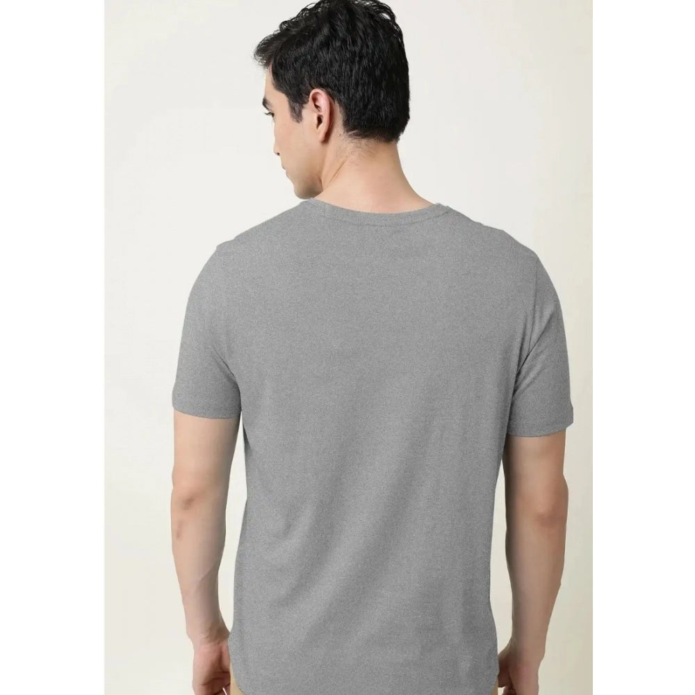 Generic Men's��Casual Half sleeve Solid��Cotton V Neck T-shirt (Grey Melange)