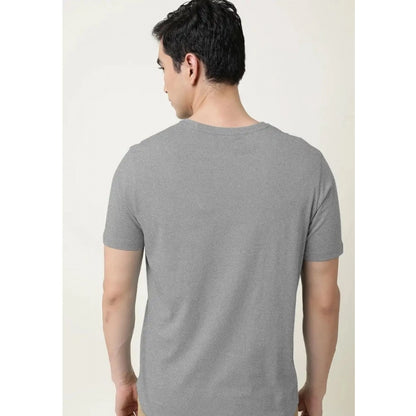 Generic Men's��Casual Half sleeve Solid��Cotton V Neck T-shirt (Grey Melange)