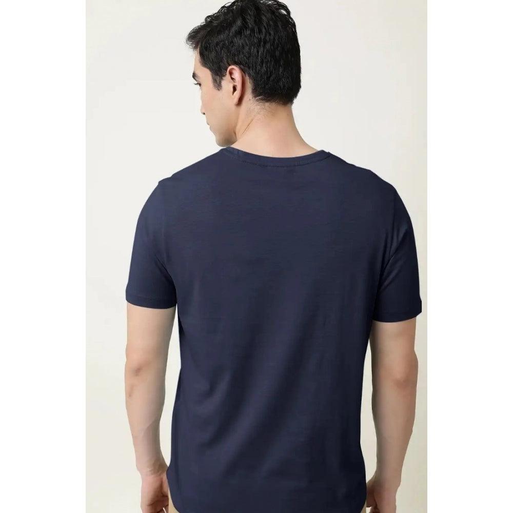 Generic Men's��Casual Half sleeve Solid��Cotton V Neck T-shirt (Navy)