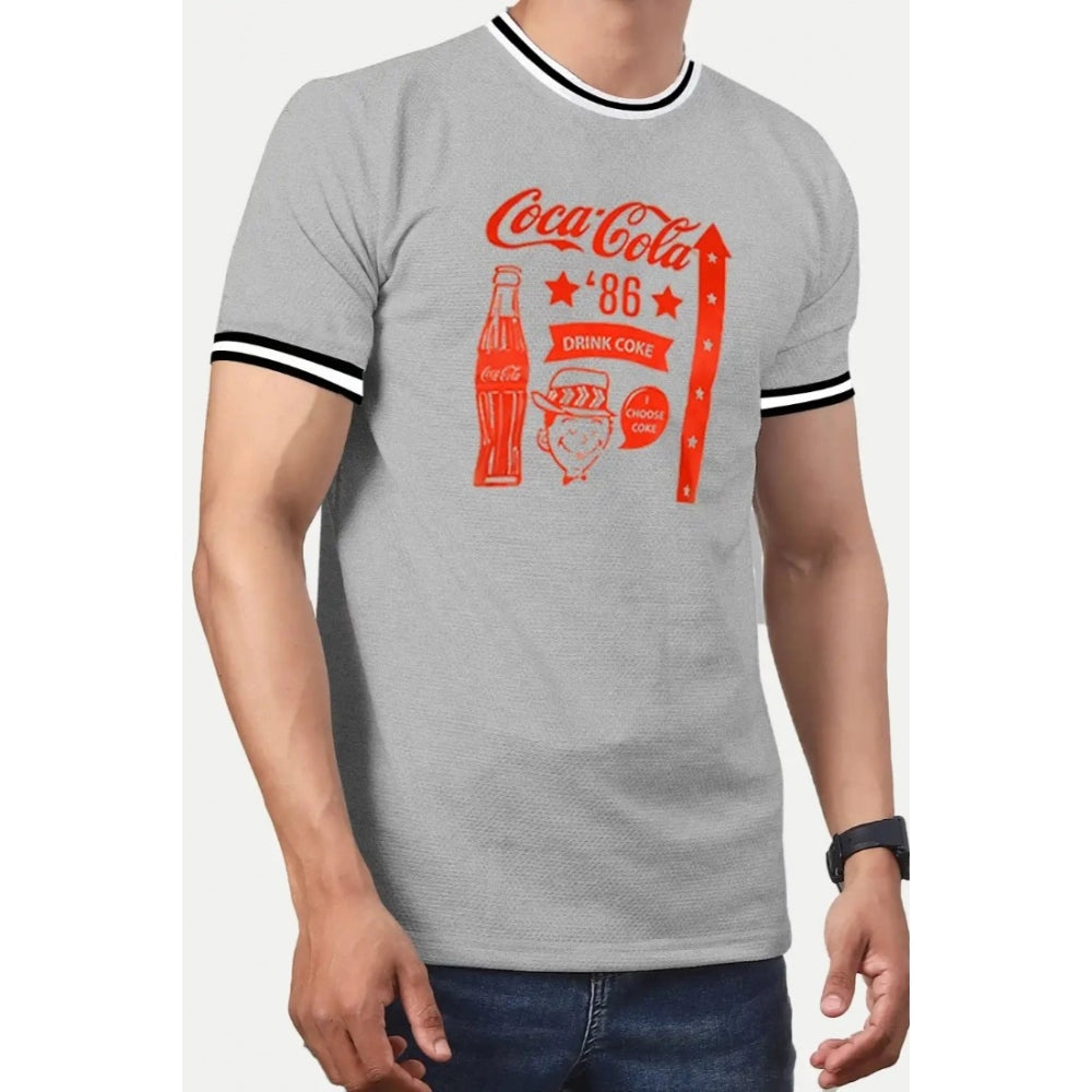 Generic Men's��Casual Half sleeve Printed Cotton Crew Neck T-shirt (Grey Melange)