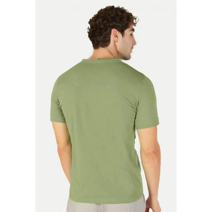Generic Men's��Casual Half sleeve Solid��Cotton Henley Neck T-shirt (Pista)