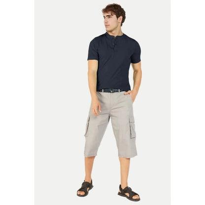 Generic Men's��Casual Half sleeve Solid��Cotton Henley Neck T-shirt (Airforce)