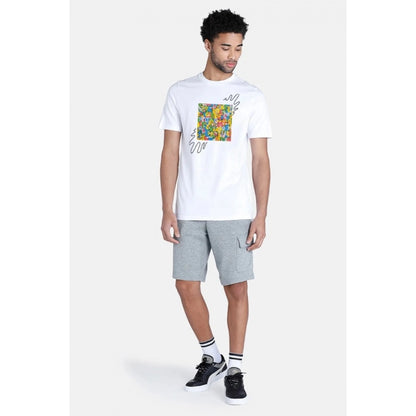 Generic Men's��Casual Half sleeve Printed Polyester Crew Neck T-shirt (White)