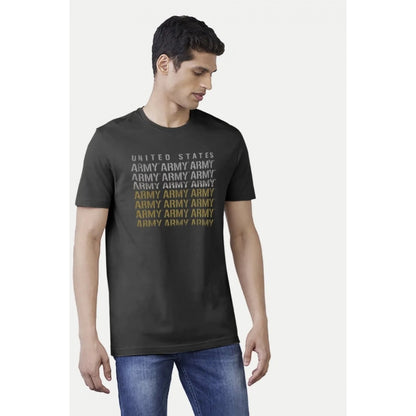 Generic Men's��Casual Half sleeve Printed Cotton Crew Neck T-shirt (Black)