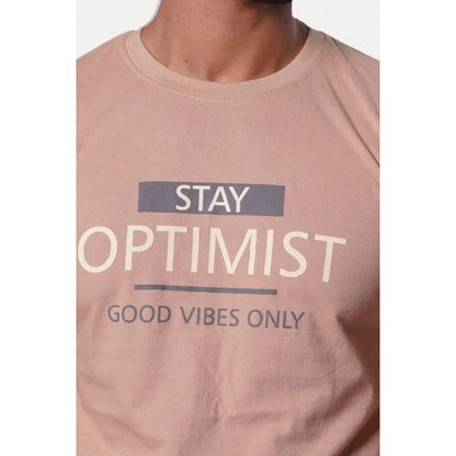 Generic Men's��Casual Half sleeve Optimist Printed Cotton Crew Neck T-shirt (Pink)