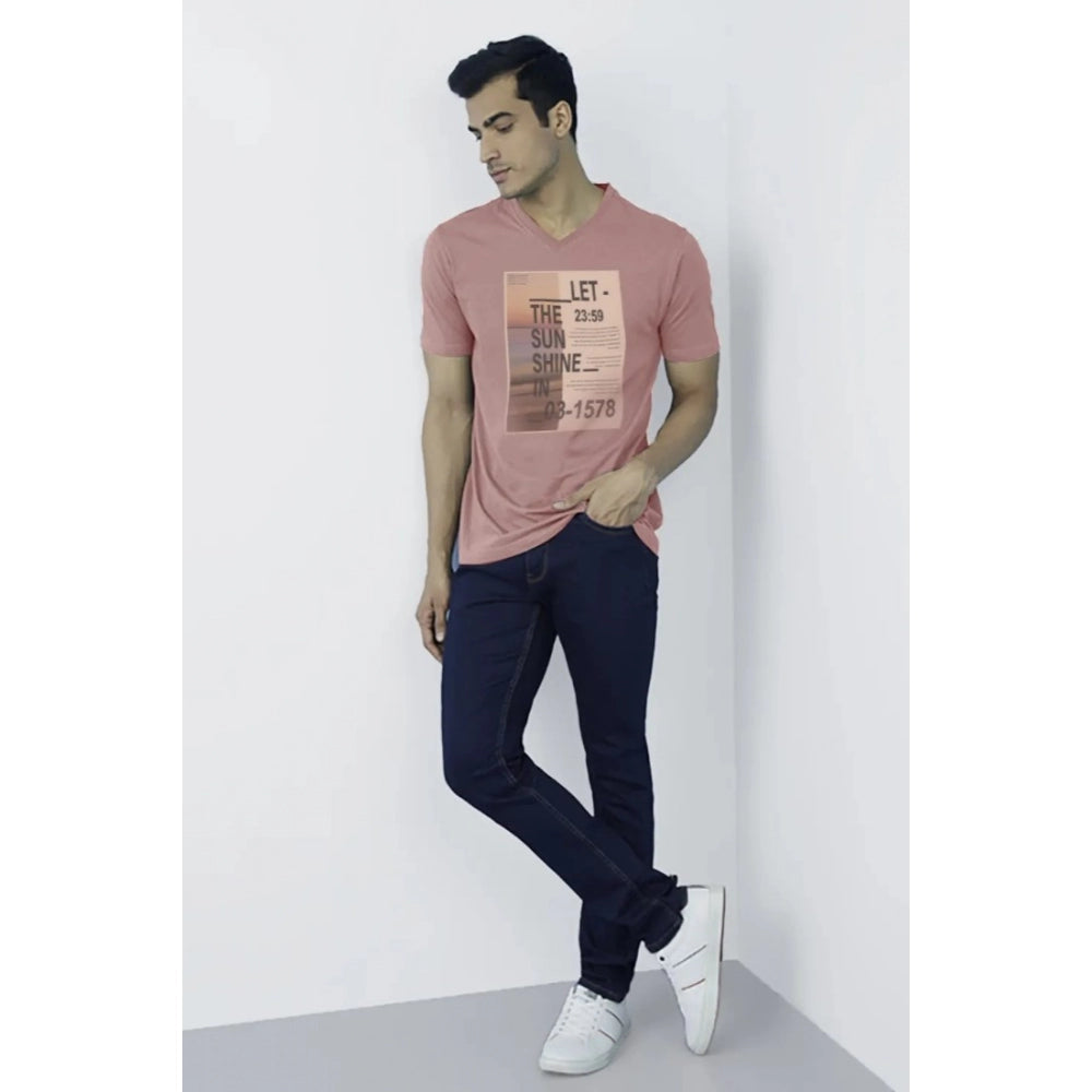 Generic Men's��Casual Half sleeve Digital Printed Cotton Crew Neck T-shirt (Coral)