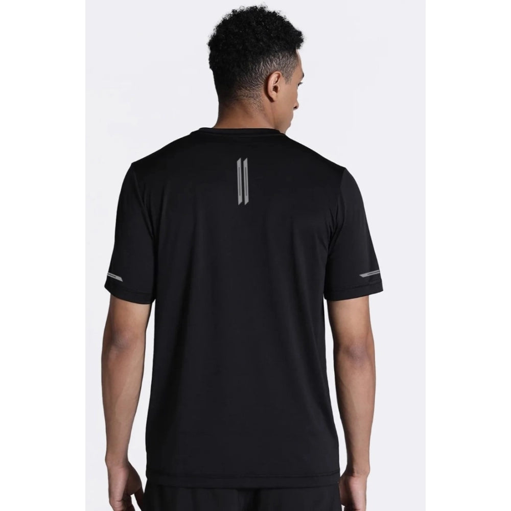 Generic Men's��Casual Half sleeve Solid��Polyester Crew Neck T-shirt (Black)