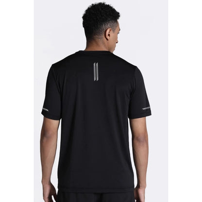 Generic Men's��Casual Half sleeve Solid��Polyester Crew Neck T-shirt (Black)