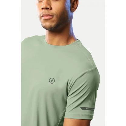 Generic Men's��Casual Half sleeve Solid��Polyester Crew Neck T-shirt (Pista)