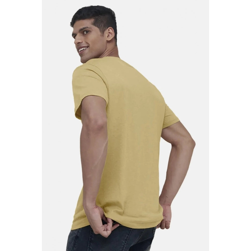 Generic Men's��Casual Half sleeve Solid��Cotton V Neck T-shirt (Sand)