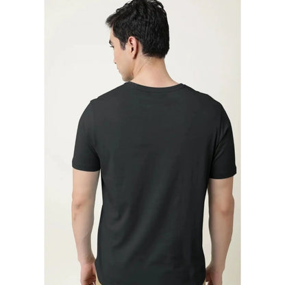 Generic Men's��Casual Half sleeve Solid��Cotton V Neck T-shirt (Black)