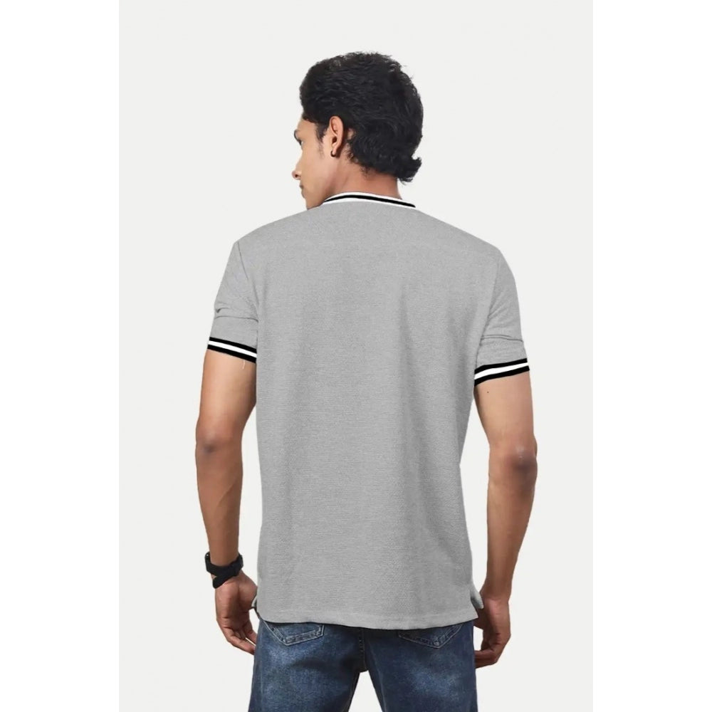 Generic Men's��Casual Half sleeve Printed Cotton Crew Neck T-shirt (Grey Melange)
