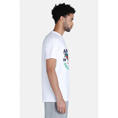 Generic Men's��Casual Half sleeve Printed Polyester Crew Neck T-shirt (White)