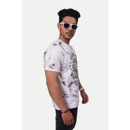Generic Men's��Casual Half sleeve Printed Cotton Crew Neck T-shirt (White)