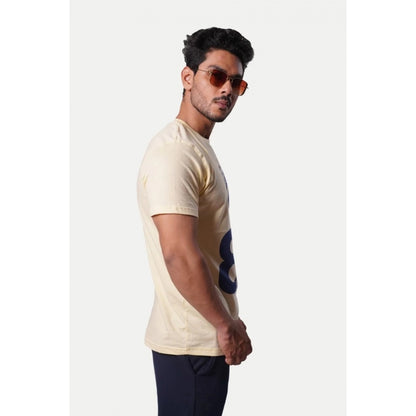 Generic Men's��Casual Half sleeve Printed Cotton Crew Neck T-shirt (Beige)