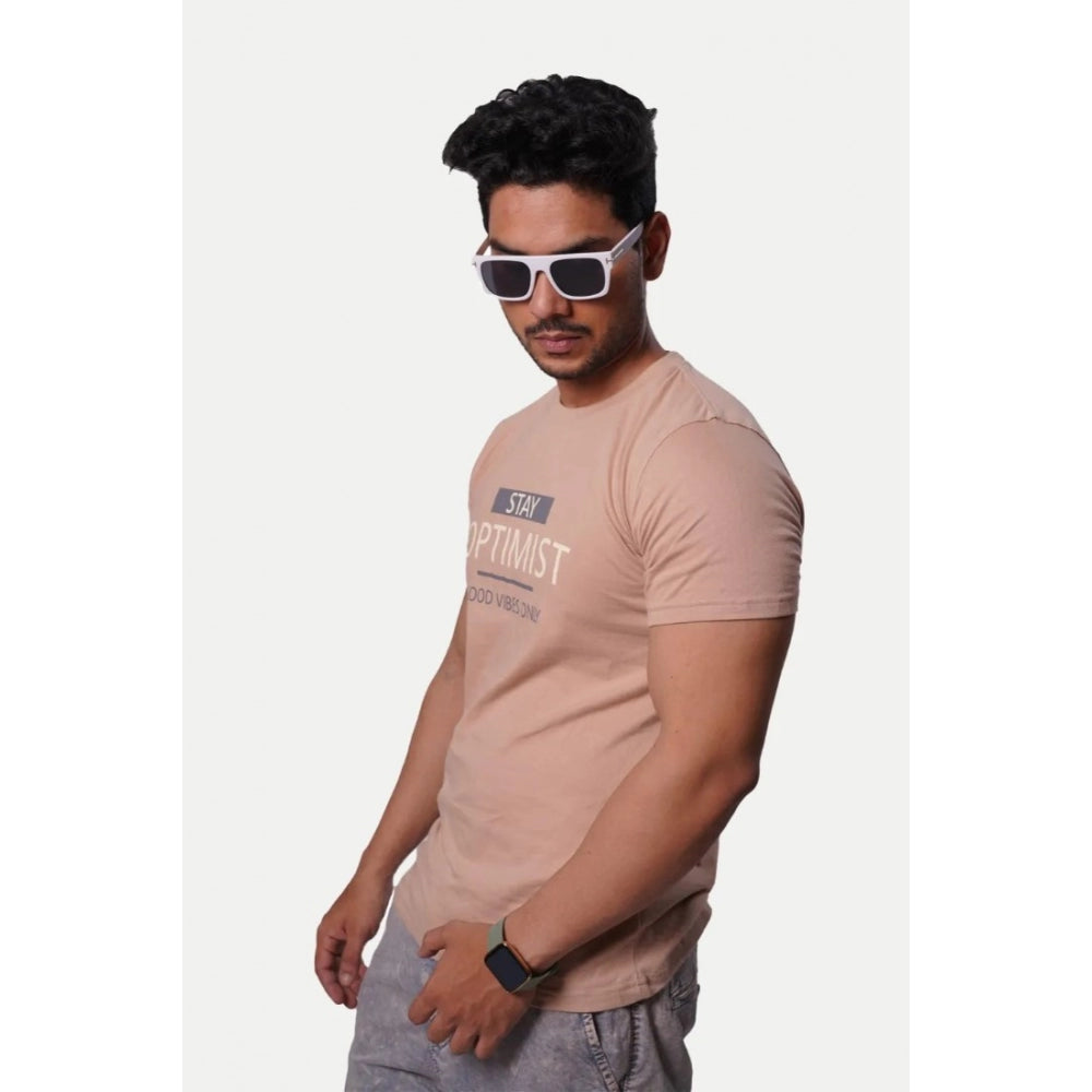 Generic Men's��Casual Half sleeve Optimist Printed Cotton Crew Neck T-shirt (Pink)