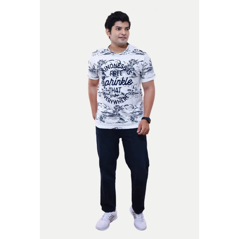 Generic Men's��Casual Half sleeve Graphic Printed Cotton Round Neck T-shirt (White)