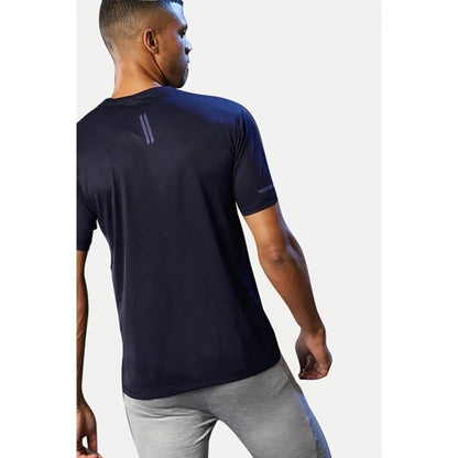 Generic Men's��Casual Half sleeve Solid��Polyester Crew Neck T-shirt (Navy)