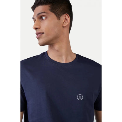 Generic Men's��Casual Half sleeve Solid��Polyester Crew Neck T-shirt (Navy)