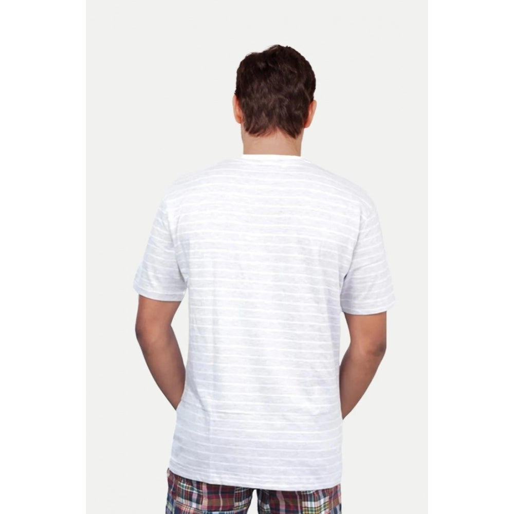 Generic Men's��Casual Half sleeve Stripped Cotton Crew Neck T-shirt (Grey��)