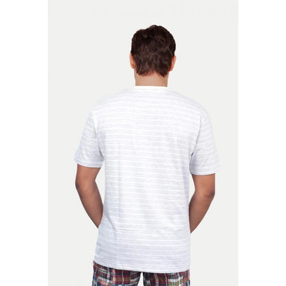 Generic Men's��Casual Half sleeve Stripped Cotton Crew Neck T-shirt (Grey��)