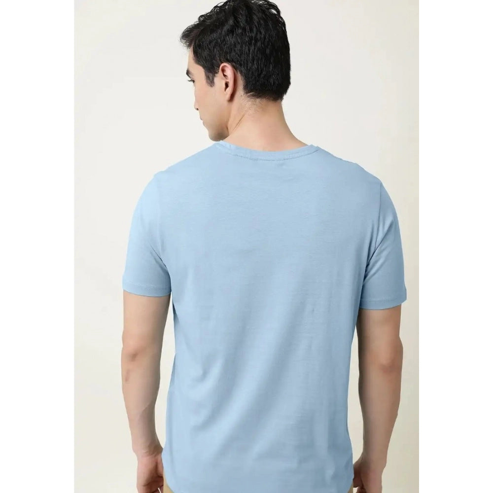 Generic Men's��Casual Half sleeve Solid��Cotton V Neck T-shirt (Sky)