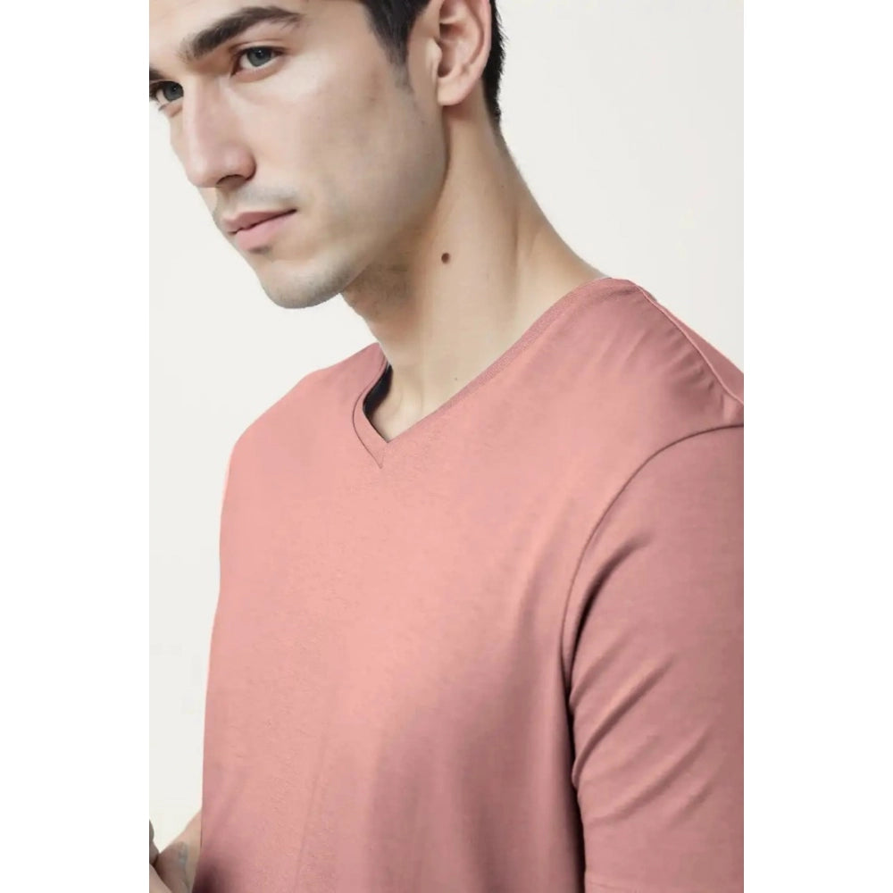 Generic Men's��Casual Half sleeve Solid��Cotton V Neck T-shirt (Onion)