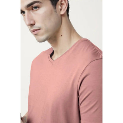 Generic Men's��Casual Half sleeve Solid��Cotton V Neck T-shirt (Onion)