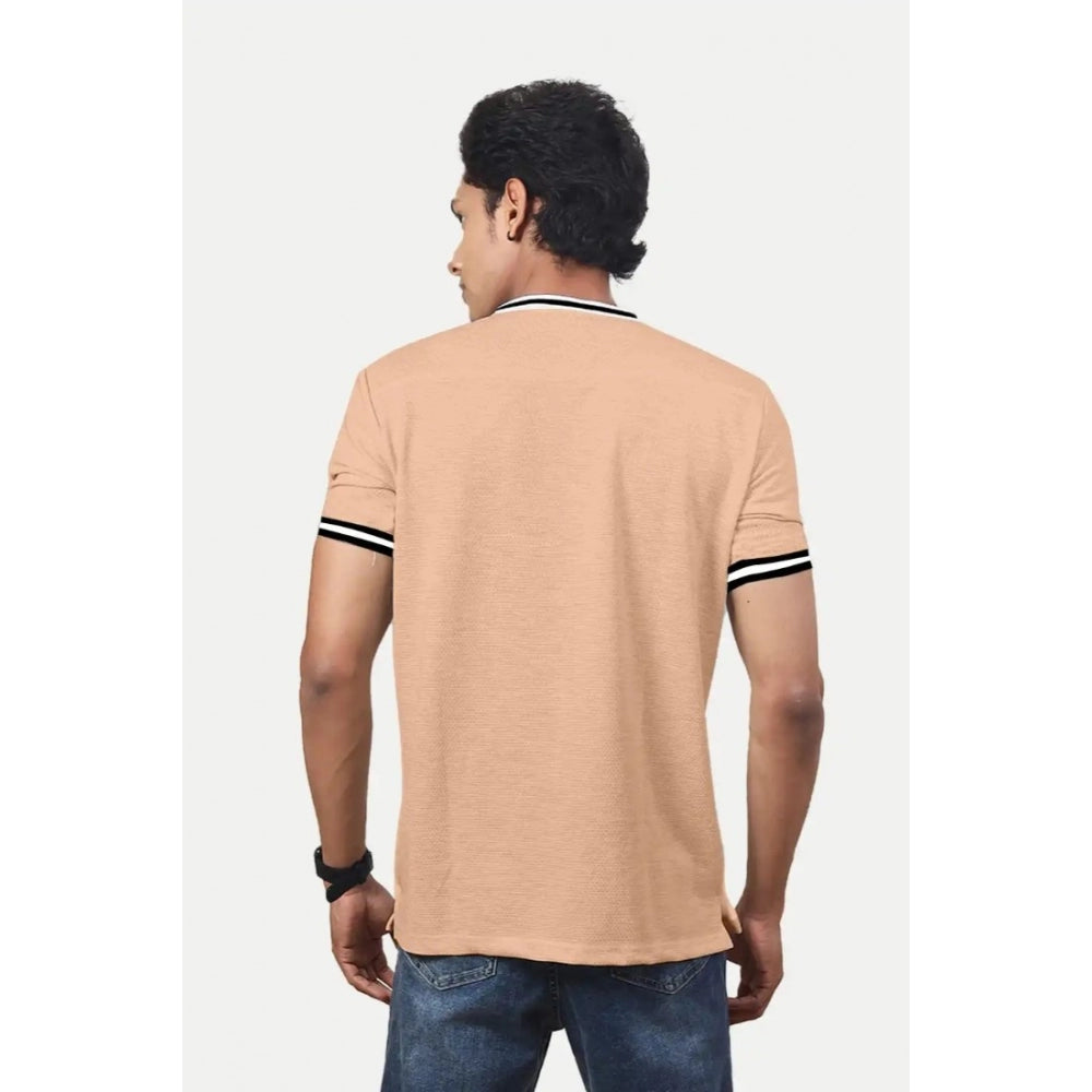Generic Men's��Casual Half sleeve Printed Cotton Crew Neck T-shirt (Coral)
