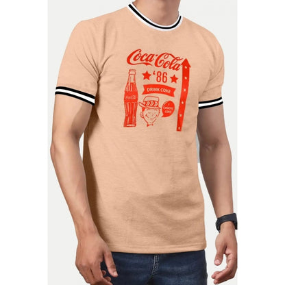 Generic Men's��Casual Half sleeve Printed Cotton Crew Neck T-shirt (Coral)