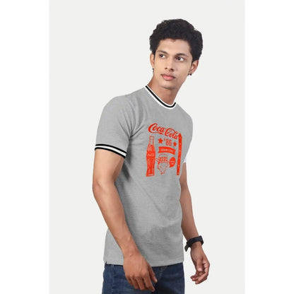 Generic Men's��Casual Half sleeve Printed Cotton Crew Neck T-shirt (Grey Melange)