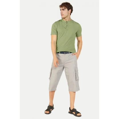 Generic Men's��Casual Half sleeve Solid��Cotton Henley Neck T-shirt (Pista)