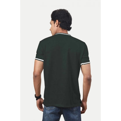 Generic Men's��Casual Half sleeve Solid��Polyester Crew Neck T-shirt (Olive)